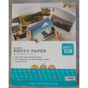 Pen + Gear Glossy Photo Paper 45 Sheets 8.5 Mil 8.5" x 11" For Inkjet Printers